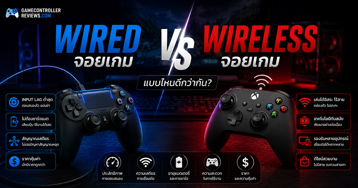 การเปรียบเทียบจอย wired กับ wireless ในการทดสอบ latency